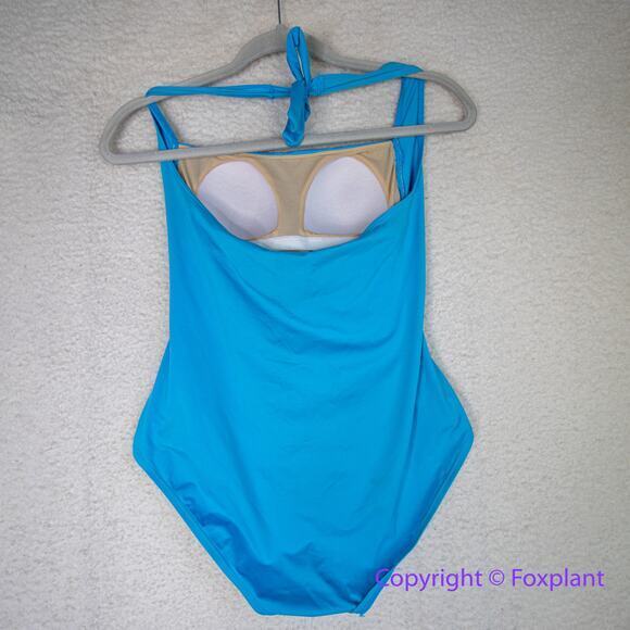 Tommy Bahama Ruched Halter Cobalt Blue One-Piece Swimsuit, women size 10 - Picture 4 of 10